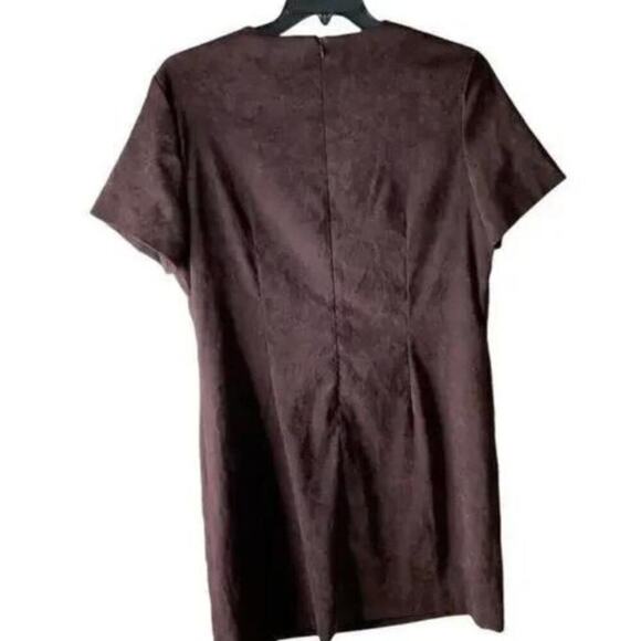 Vintage Worthington Dress Womens Size 18 A-Line Back Zip Short Sleeves Burgundy - Picture 2 of 6